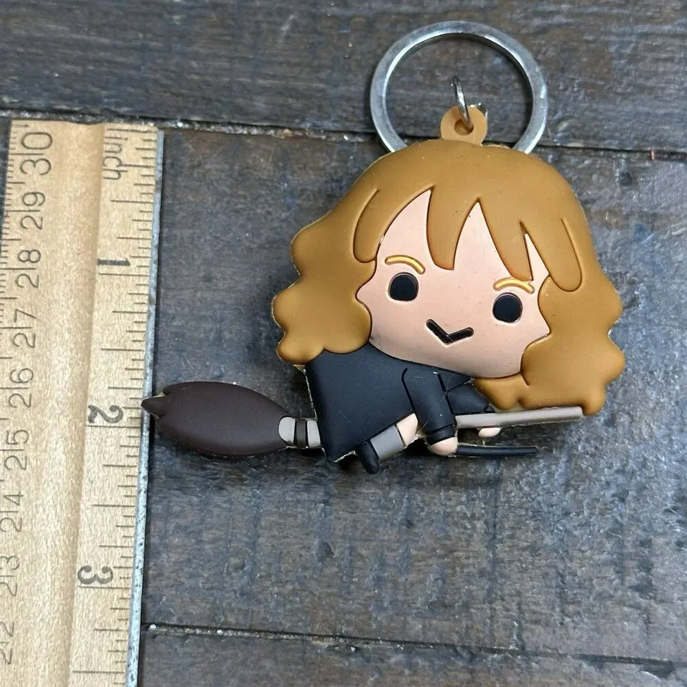Harry Potter Keychains Lot of 3 – Chibi Ron & Hermione Flying Broom Figures